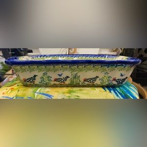 Polish Pottery Baker with Handles